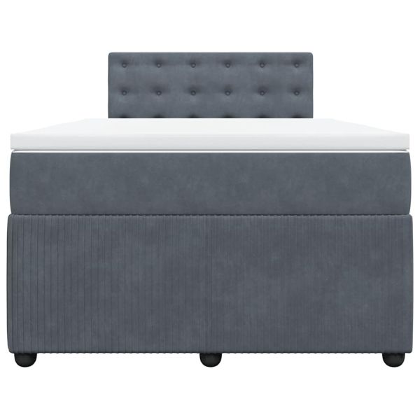 Боксспринг легло с матрак, тъмносиво, 120x200 см, кадифе