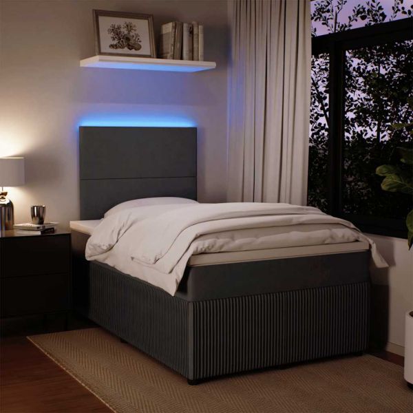 Боксспринг легло с матрак, тъмносиво, 120x200 см, кадифе