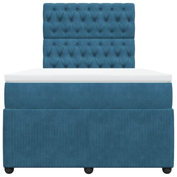 Боксспринг легло с матрак, синьо, 120x200 см, кадифе