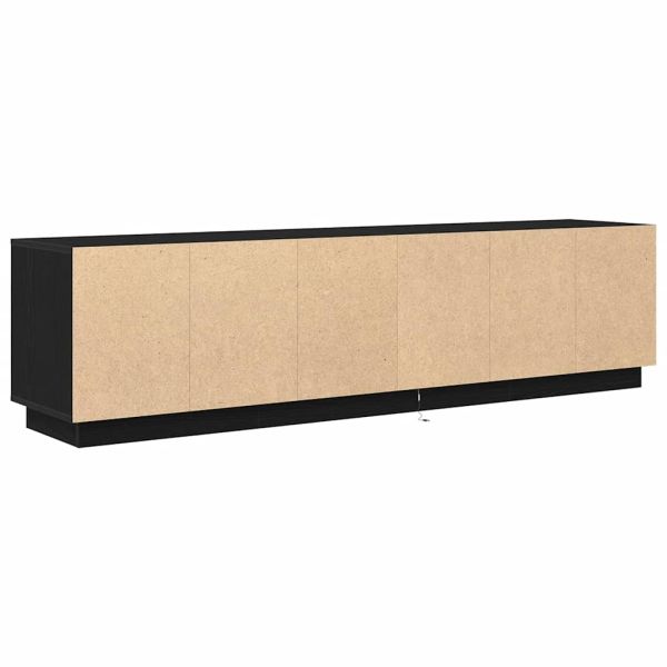 ТВ шкаф с LED осветление, Черен дъб, 193,5x41x50 см