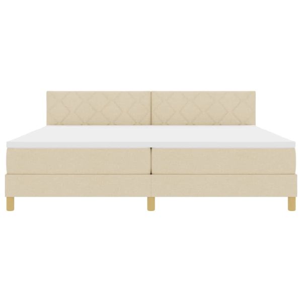 Легло с пружинирана основа с матрак Крем 200 x 200 cm текстил