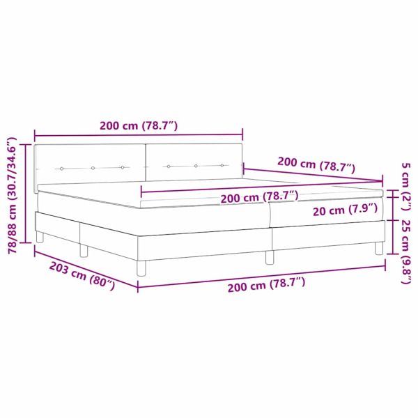 Легло с пружинирана основа Светлосиво 200 x 200 cm Кадифе