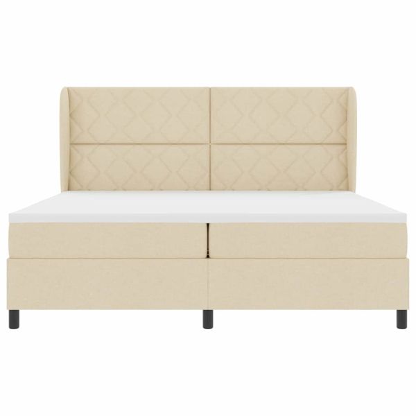 Легло с пружинирана основа с матрак Крем 200 x 200 cm текстил