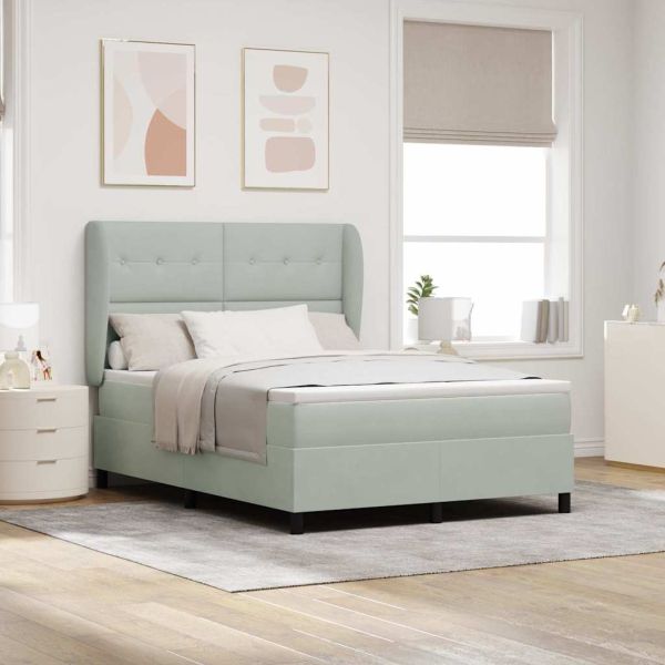 Легло с пружинирана основа Светлосиво 190 x 140 см Полиестер