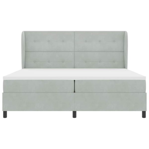 Легло с пружинирана основа Светлосиво 200 x 200 cm Полиестер