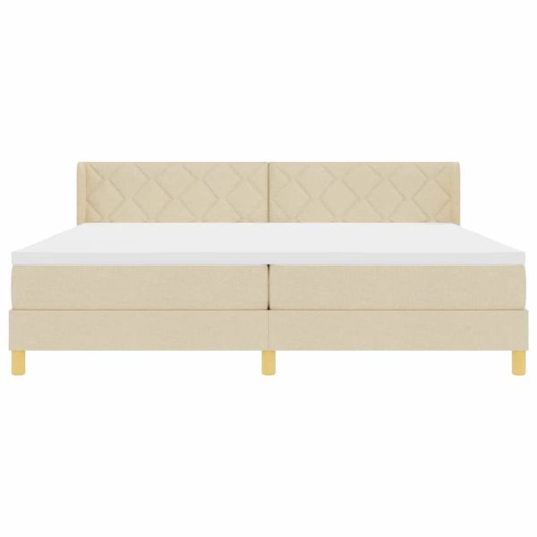 Легло с пружинирана основа с матрак Крем 200 x 200 cm Полиестер