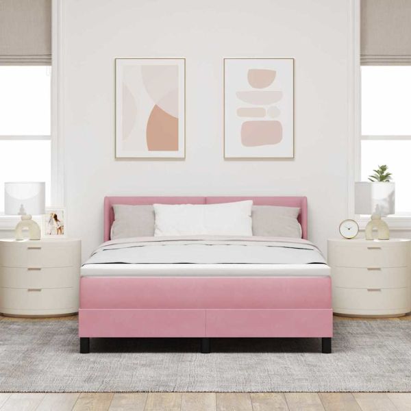 Легло с пружинирана основа Розово 190 x 140 см Полиестер