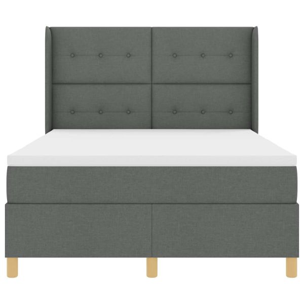 Легло с пружинирана основа Тъмен сив 140 x 200 cm текстил