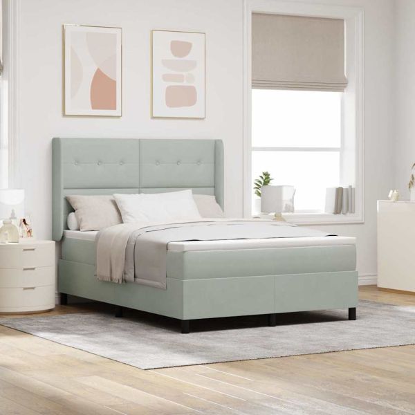 Легло с пружинирана основа Светлосиво 140 x 200 cm Кадифе