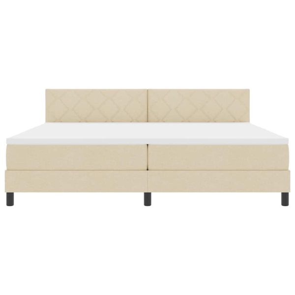 Легло с пружинирана основа с матрак Крем 200 x 200 cm текстил