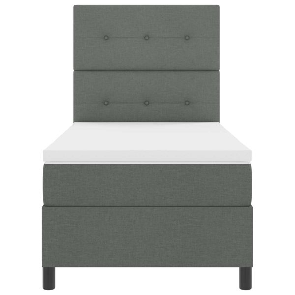 Легло с пружинирана основа Тъмносив 90 x 200 cm текстил