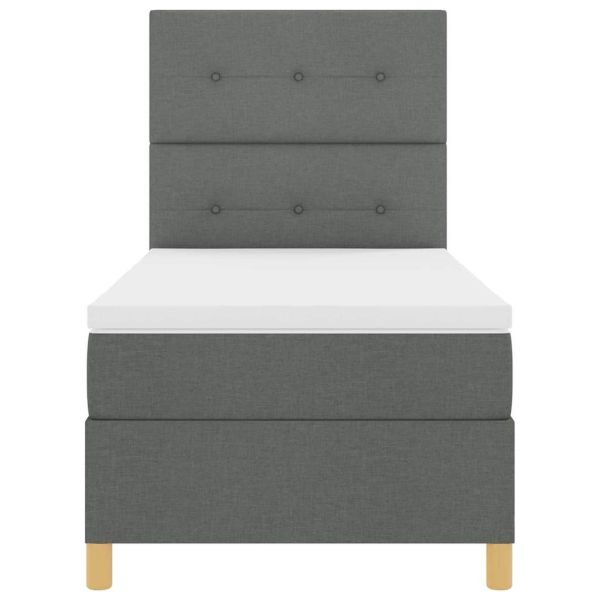 LED кутия за пружини с легло Тъмен сив 90 x 200 cm текстил