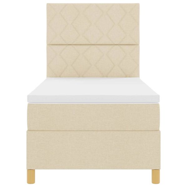 LED кутия за пружини с легло с матрак Крем 100 x 200 cm текстил