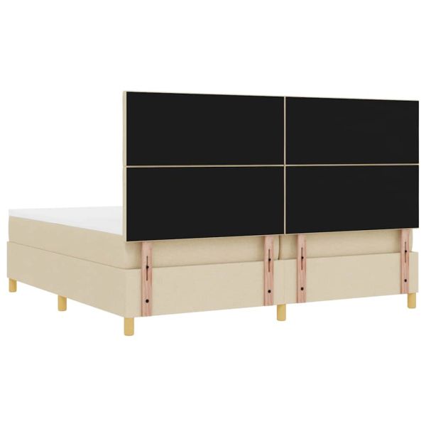 LED кутия за пружини с легло с матрак Крем 200 x 200 cm текстил