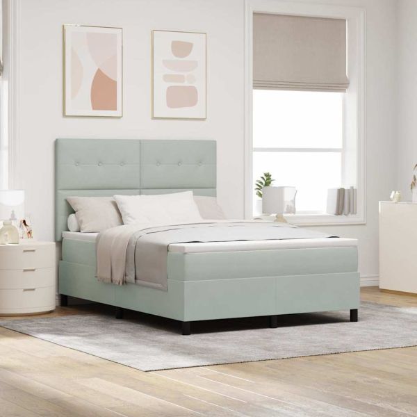 LED кутия за пружини с легло Светлосиво 140 x 190 cm текстил