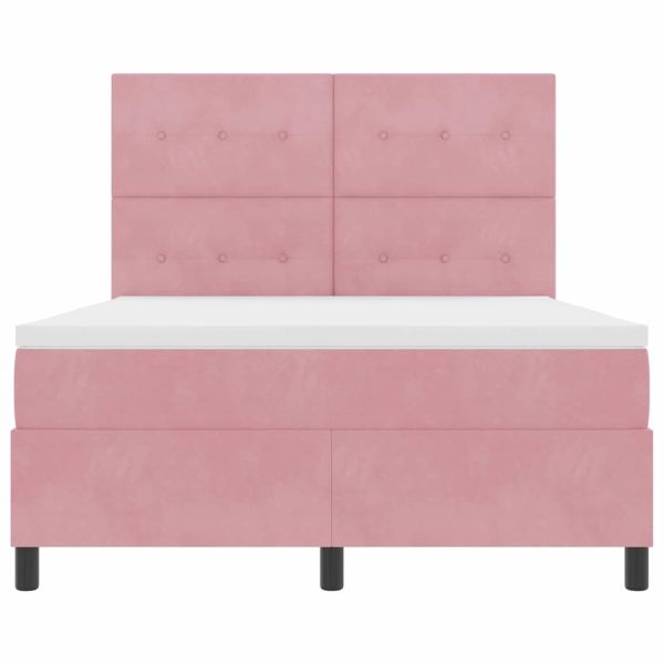 LED кутия за пружини с легло Розово 140 x 190 cm текстил