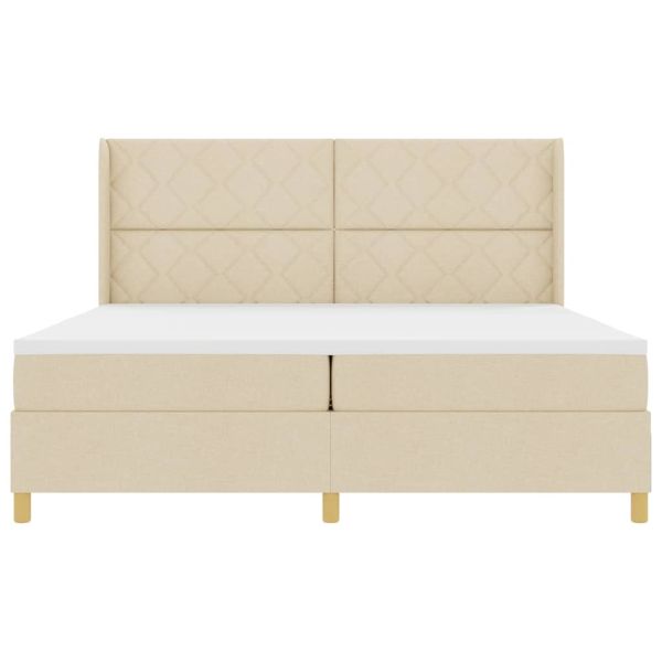 Легло с пружинирана основа с матрак Крем 200 x 200 cm текстил