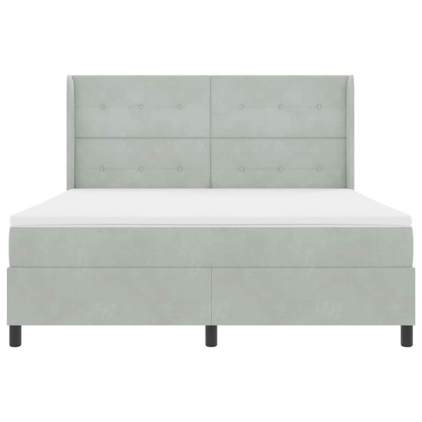 Легло с пружинирана основа с LED Светлосиво 180 x 200 cm Кадифе