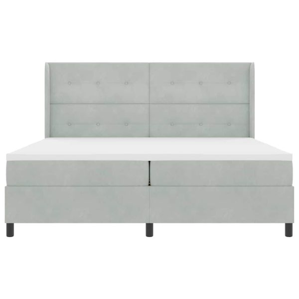 Легло с пружинирана основа с LED Светлосиво 200 x 200 cm Кадифе