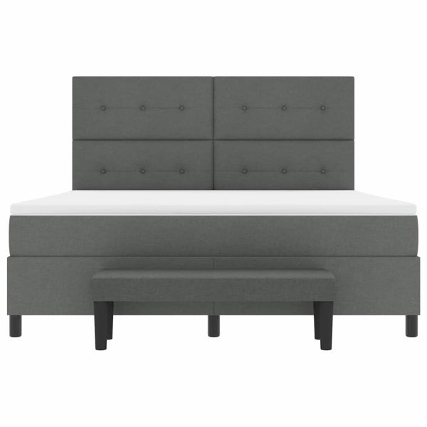 Легло с пружинирана основа Тъмен сив 180 x 200 cm текстил