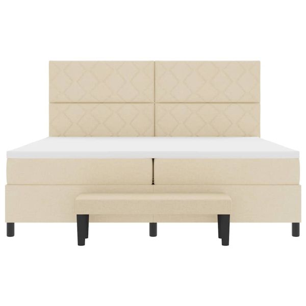 Легло с пружинирана основа с матрак Крем 200 x 200 cm текстил