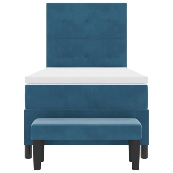 Легло с пружинирана основа Тъмносиньо 90 x 200 cm Кадифе