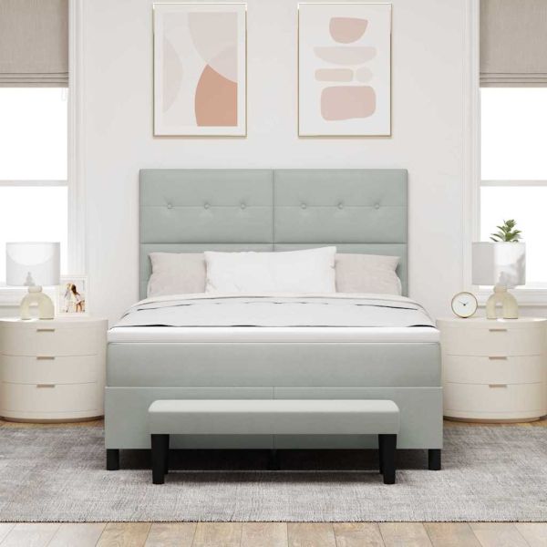 Легло с пружинирана основа Светлосиво 140 x 190 cm Кадифе