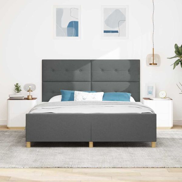 Рамка за легло с таблото Тъмносив 180 x 200 cm текстил