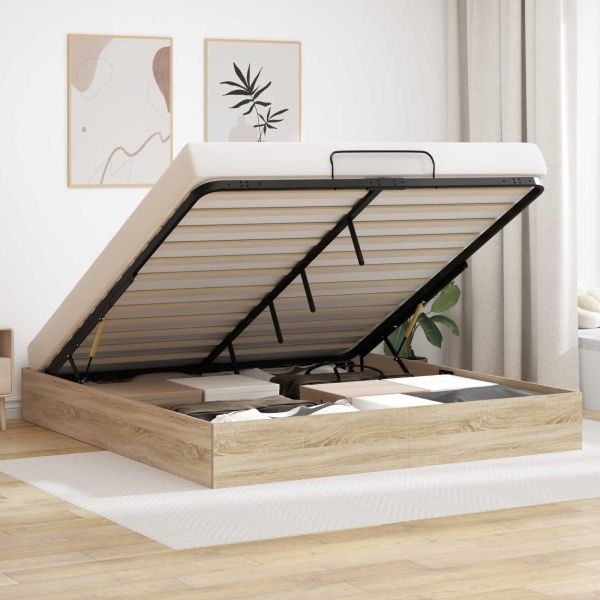 Отоманско легло със съхранение Сонома дъб 193 x 120 x 25 см ПДЧ