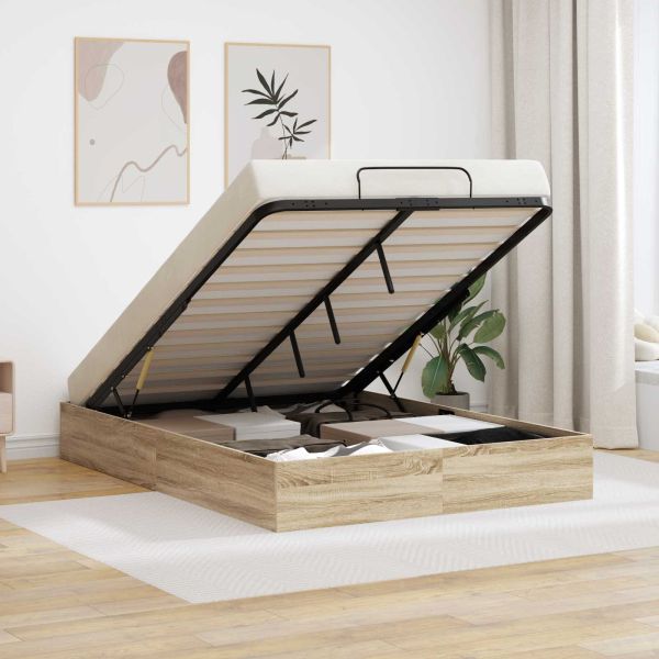 Отоманско легло със съхранение Сонома дъб 193 x 120 x 25 см ПДЧ
