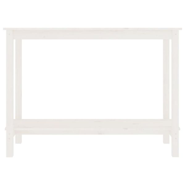 Конзолна маса бяла 110x40x80 см борово дърво масив