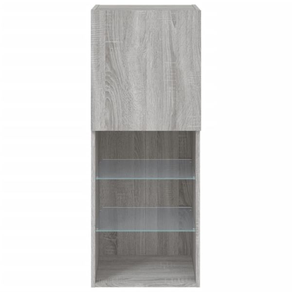 ТВ шкаф с LED осветление, сив сонома, 40,5x30x102 см