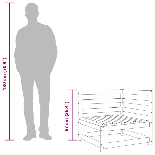 Градински ъглов диван, 70x70x67 см, импрегниран бор