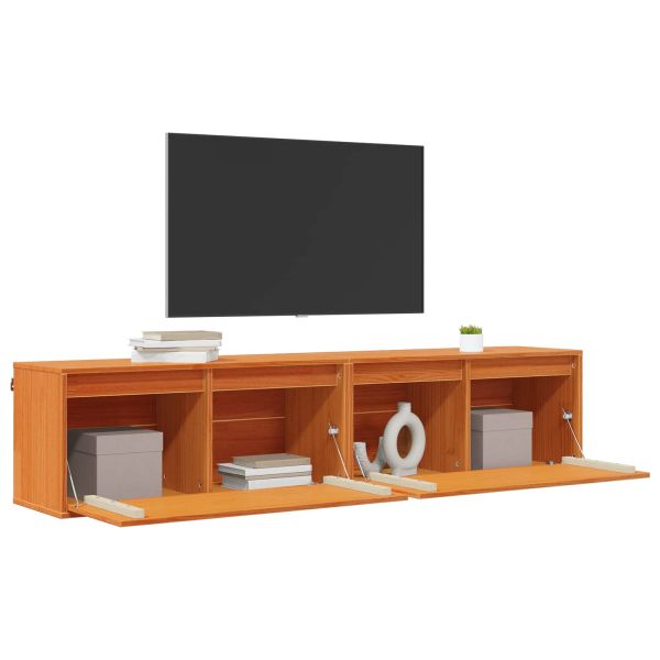 Стенен шкаф 2 pcs Кафяво с восъчно покритие 80 x 30 x 35 cm