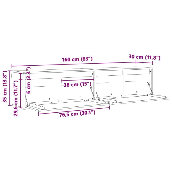 Стенен шкаф 2 pcs Кафяво с восъчно покритие 80 x 30 x 35 cm
