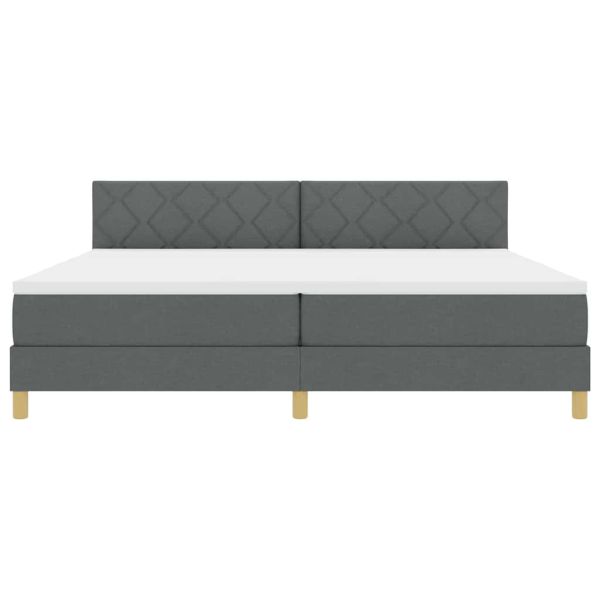 Легло с пружинирана основа Тъмен сив 200 x 200 cm текстил