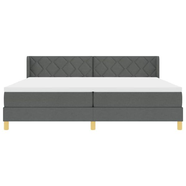 Легло с пружини с матрак Тъмносив 200 x 200 cm текстил