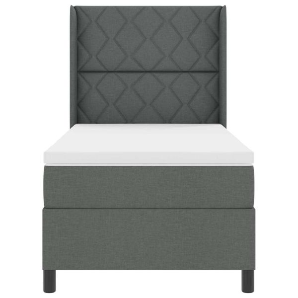 Легло с пружинирана основа Тъмносив 100 x 200 cm текстил