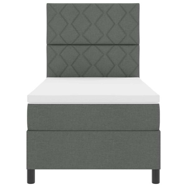 Легло с пружинирана основа Тъмносив 100 x 200 cm текстил