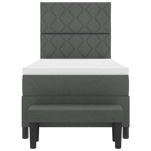 Легло с пружинирана основа Тъмен сив 100 x 200 cm текстил