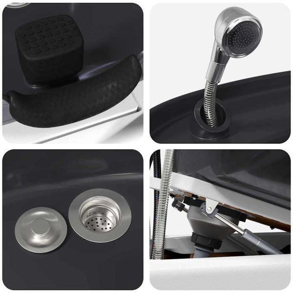 Шампоан стол Бял и черен 63 x 141 x 92 см ПВЦ