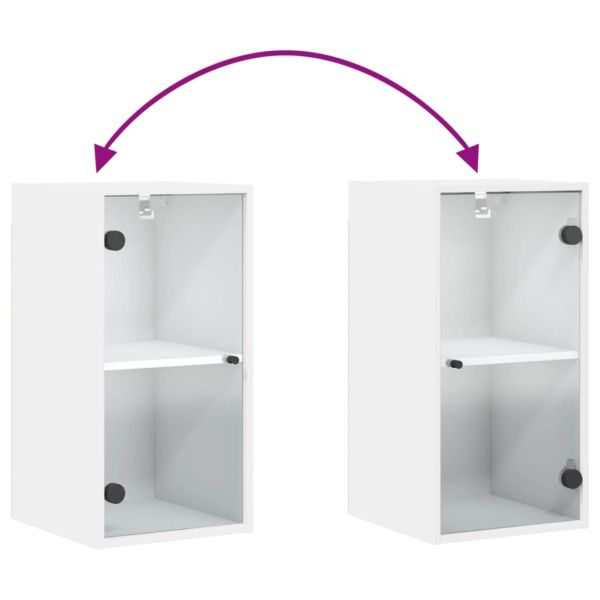 Стенен шкаф със стъклени врати, бял, 35x37x68,5 см