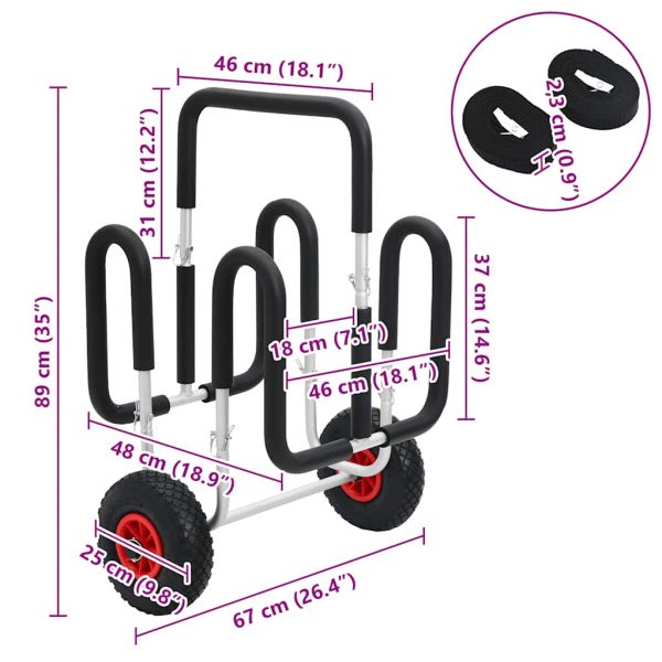 SUP количка за 2 дъски за сърф, 90 кг, алуминий