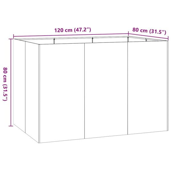 Кашпа, ръждива, 120x80x80 см, патинираща стомана