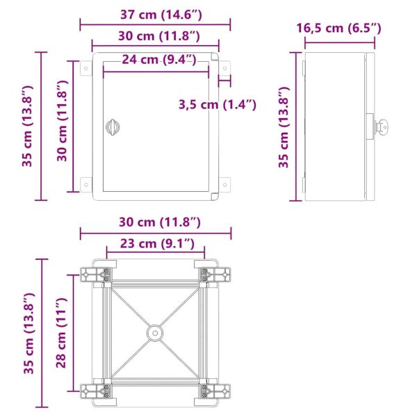Контролен шкаф Сив 47 x 20 x 60 см ABS пластмаса