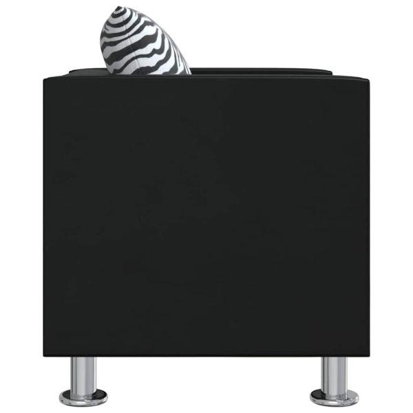 Комплект дивани, 2 и 3 местен и кресло, изкуствена кожа, черен