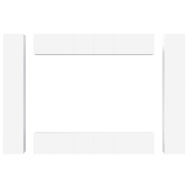 Комплект ТВ шкафове от 10 части, бял, инженерно дърво