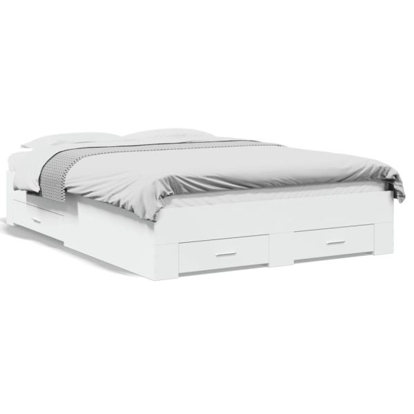 Рамка за легло, с чекмеджета, без матрак, бяла, 120x200 см