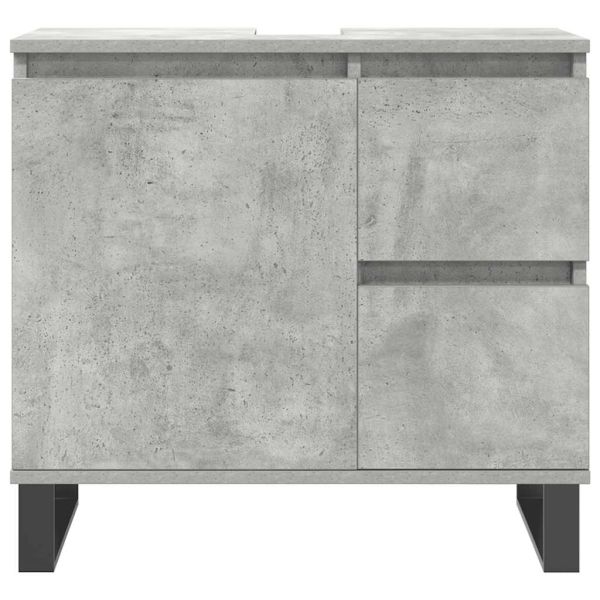 Комплект мебели за баня от 3 части бетонно сив инженерно дърво