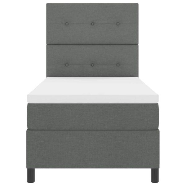 Легло с пружинирана основа Тъмен сив 80 x 200 cm текстил